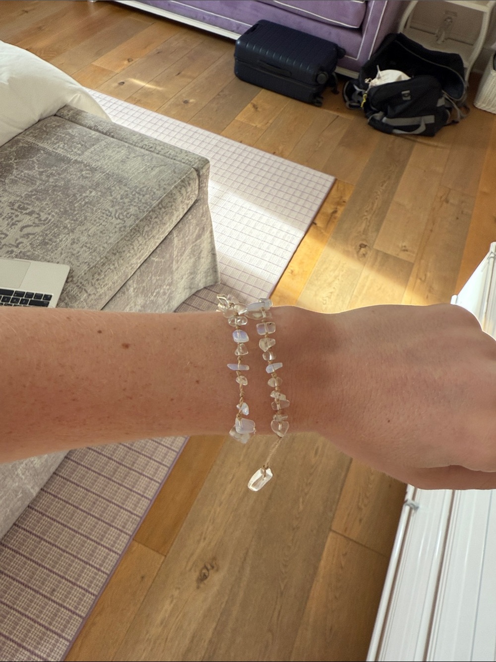 Delicate Clear Crystal Chip Bracelet Duo